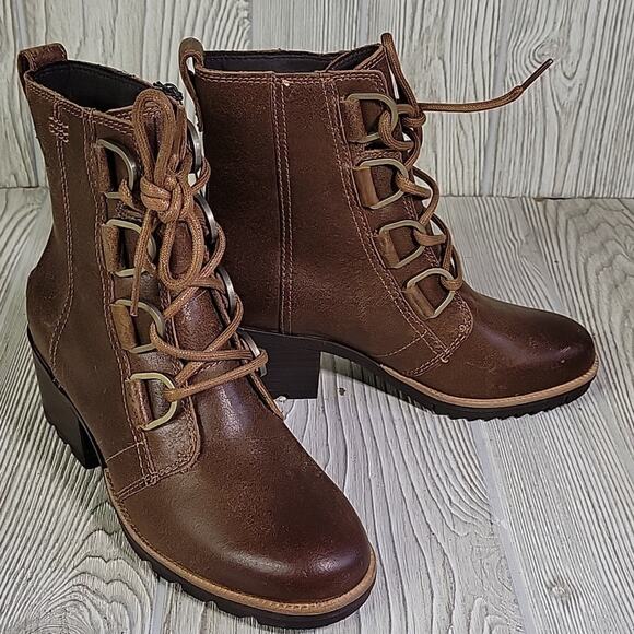 Sorel Cate Lace Up Leather Ankle Boots Womens Size 5 New In Box - Picture 2 of 14